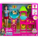 Barbie Skipper Su Parkı Eğlencesi Oyun Seti Pembe Yıldız Desenli 1 Bebek ve Tam Aksesuar Seti