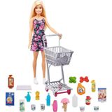 Barbie Süpermarkette Alışverişte Oyun Seti Barbie ve Alışveriş Arabası