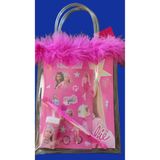 Barbie Tüylü PVC çantalı defter sticker silgi kalem kırtasiye seti