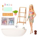 Barbie Wellness - Barbie'nin Spa Günü oyun seti, çocuklar için oyuncaklar, sarışın, renkli konfeti sabun ve aksesuarları, kişisel bakım ve sağlıklı yaşam temalı, HKT92