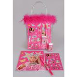 Barbie x Dekomus Lisanslı Barbie Tüylü Çanta 5'li Kırtasiye Seti Defter,Sticker,Geçmeli Kalem