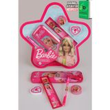 Barbie x Dekomus Lisanslı Barbie Yıldız Tasarımlı 5'li Kırtasiye Seti Metal Kalem Kutusu,Cetvel,Kalem