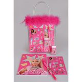 Barbie x Dekomus Lisanslı Tüylü Çanta 5'li Kırtasiye Seti Defter,Sticker,Geçmeli Kalem