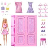 Barbie®'nin Rüya Gardrobu ve Bebek - Kıyafetler, aksesuarlar ve 25'ten fazla parçayla 90 cm genişliğinde HXD58