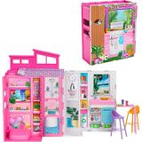 Barbie'nin Yeni Portatif Evi 2024 Barbie'nin Yeni Portatif Evi 2024, 4 Oyun Alanı Ve 11 Dekorasyon A