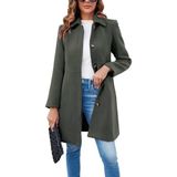 Barbora Dikiş Detaylı Kadın Kaşe Kaban - 2XL - Haki