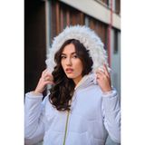 Barbora Günlük Kürklü Şişme Kadın Mont 807BEYAZE2 - 2XL