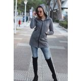 Barbora Günlük Rahat Kesim Kadın Ceket tr129füme siyah M