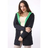 Barbora Günlük Renkli Kapüşonlu Spor Kadın Ceket - 2XL - Lacivert