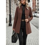 Barbora Kadın Kahverengi Tasarım Yaka Kaşe Kaban Polyester Uzun Kol Standart Kalıp
