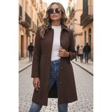 Barbora Kadın Kaşe Kaban Dikiş Detaylı Tasarım Polyester Malzemeden Kahverengi Renkli