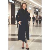 Barbora Kadın Kışlık Yakası Kürklü Kaşmir Karışımlı Kaşe Kaban - Lacivert