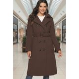 Barbora Kemer Detaylı Kadın Kaşe Kaban - 2XL - Kahverengi
