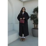 Barbora Kışlık Astarlı Balık Sırtı Detaylı Kadın Kaşmir Kaban - XL - Gri