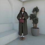 Barbora Kışlık Astarlı Detaylı Kadın Kaşmir Kaban - Haki