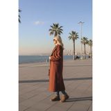 Barbora Kışlık Astarlı Detaylı Kadın Kaşmir Kaban - Kahverengi - XS