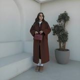 Barbora Kışlık Astarlı Detaylı Kadın Kaşmir Kaban - Kahverengi