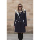 Barbora Kışlık Günlük Kaşe Kadın Kaban - 2XL - Lacivert