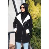 Barbora Kışlık Günlük Kaşe Kadın Tesettür Kaban 819siyahtesettür