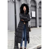 Barbora Kışlık Tam Boy Kürklü Kapüşonlu Kadın Şişme Mont - Siyah - XL