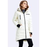 Barbora Kışlık Uzun Kadın Şişme Mont - Beyaz - XL