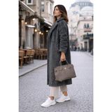 Barbora Yumuşak Dokulu Günlük Kadın Uzun Peluş Füme Ceket - 2XL