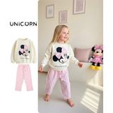 Barbosa Sweatshirt ve Kot Canvas Dokuma Pantolon Kız Çoçuk Tak (Daisy Duck - Minnie Mause 3D Fiyonk) - Pembe - Ekru - 3 - 4 Yaş
