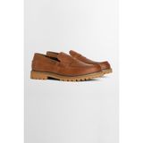 Barbour Pumice Loafer Ayakkabı Erkekler İçin Kısa Topuklu Premium Deri Cognac - Karışık