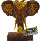 BARC DEKORATİF AHŞAP FİL KAFASI DESENLİ 22CM WOOD MASA VİTRİN DEKORU