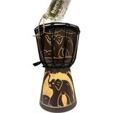 BARC Otantik Ahşap Djembe Davul, 25 cm, Mahoni Ağacı ve Keçi Derisi, El Yapımı Bali Endonezya, Fil Figürlü, 14 cm Deri Çap