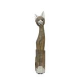 Barc Shop Ahşap Dekoratif Kedi 80 Cm K.kahve Otantik El Yapımı Biblo