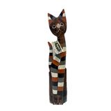 Barc Shop Ahşap Dekoratif Kedi Çizgili 100 cm Büyük Otantik El yapımı Ahşap Biblo