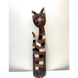 Barc Shop Ahşap Dekoratif Kedi Çizgili 60 cm Otantik Dekor Biblo
