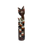 Barc Shop Ahşap Dekoratif Kedi Çizgili 80 Cm Otantik El yapımı Kedi Biblo
