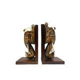 Barc Shop Dekoratif Ahşap El Yapımı Kitap Tutucu 2'Li Set Sedefli Fil 22X13cm Kitap Desteği