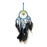 Barc Shop Rüya Kapanı 12 Cm Dream Catcher Turkuaz Duvar Dekorasyon Düş Kapanı Gerçek Kuş Tüyleri