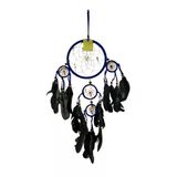 Barc Shop Rüya Kapanı 16 Cm Dream Catcher Lacivert Duvar Dekorasyon Düş Kapanı Gerçek Kuş Tüyleri