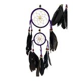 Barc Shop Rüya Kapanı 22 Cm Dream Catcher Eflatun Duvar Dekorasyon Düş Kapanı Gerçek Kuş Tüyleri