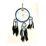 Barc Shop Rüya Kapanı 27 Cm Dream Catcher Turkuaz Mavi Duvar Dekorasyon Düş Kapanı Gerçek Kuş Tüyleri