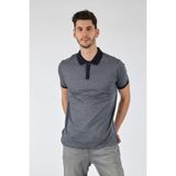 Barca Minimalist Erkek Polo Yaka T-Shirt - Kısa Kol Regular Fit - Lacivert - Gri