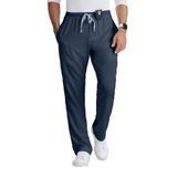 BARCO Grey's Anatomy Scrubs - Erkekler için Evan Scrub Pantolon, Fermuarlı Elastik Bel, Düz Bacak Erkek Ovma Pantolonu, Çelik, S Uzun