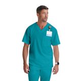 BARCO Grey's Anatomy Scrubs - Evan Scrub Top Erkekler için, Lapover V Yaka Kolay Bakım Erkek Scrub Üst, Cam göbeği, L