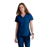 BARCO Impact tarafından Grey's Anatomy Scrubs - Kadınlar için Elevate Scrub Üst, V Yaka Tıbbi Üst, Spandeks Streç Kadın Scrub Üst, İndigo (Lacivert), M