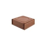 Bardak Altlığı,6’lı Set,Masaüstü Yuvarlak Cup Coaster,Vegan Suni Deri,11x11 cm.,Taba