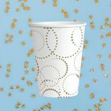 Bardak Elegant Lüks 6lı -BEYAZ-karton noktalı varaklı Parti Bardağı