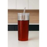 Bardak Pipetli Cam Bardak - Şeffaf 550 Ml