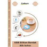 #Bardakısıtıcı Karbon Fiber Isıtma Pedli Taşınabilir Ofis Masaüstü Şık Usb Silikon Bardak Altı Isıtıcı
