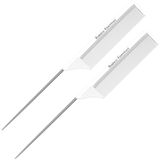 Bardeau Essentials 20 cm Beyaz Metal Kuyruk Tarağı (2 Paket) Karbon Fiber ve Paslanmaz Çelik Kuyruk | Hafif | Tüm Saç Tipleri için Fare Kuyruğu Şekillendirme Tarakları | İnce Diş Açma Tarağı Seti (Beyaz 2 Paket)