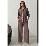 Bare & Bold Şerit Detaylı Scuba Süet Pantolon Taş - Taş