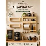 Barenda Ahşap Terek Kahve Köşesi Set Duvar Rafı - Hazır Kurulu -